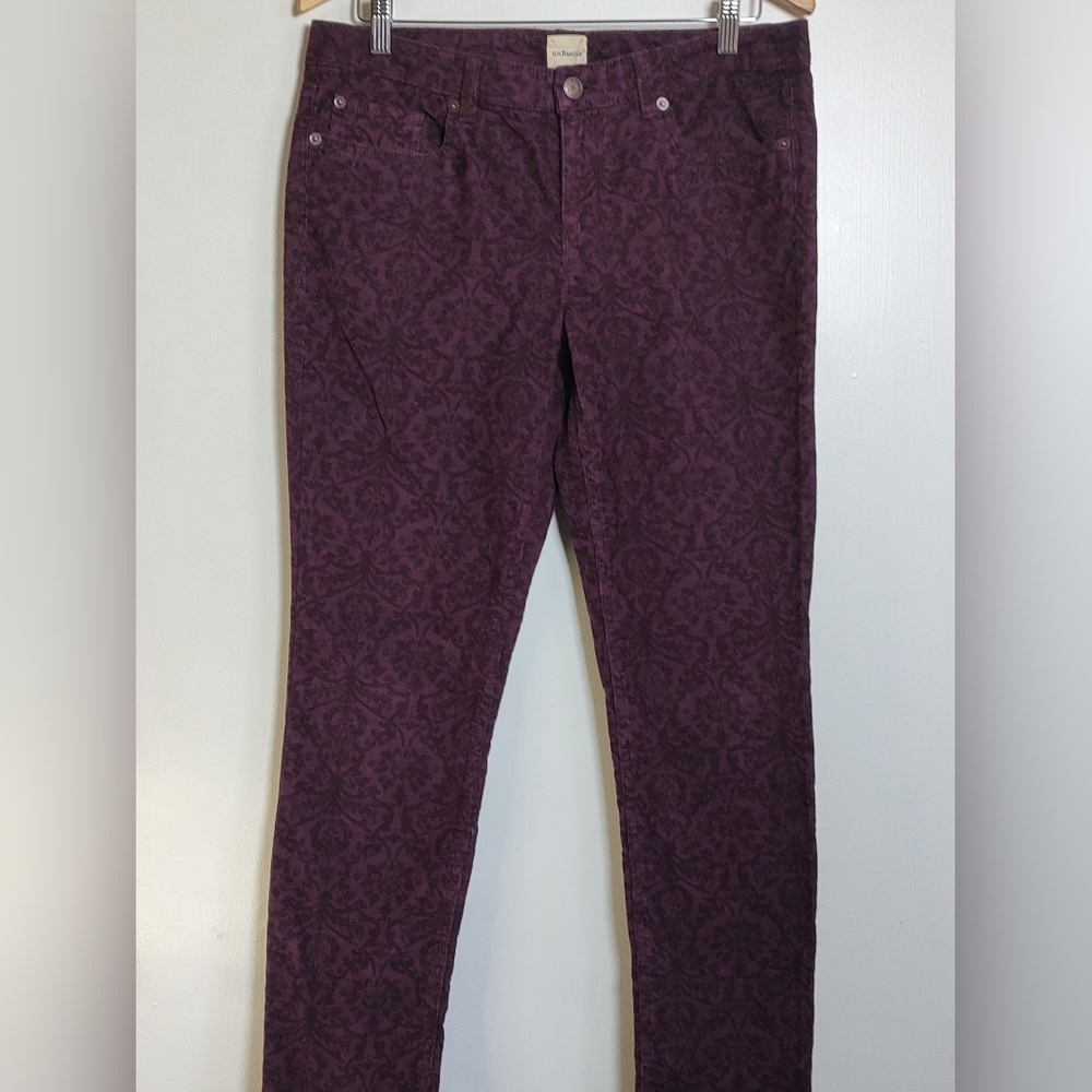GH Bass & CO Purple Patterned Skinny Corduroy Pants